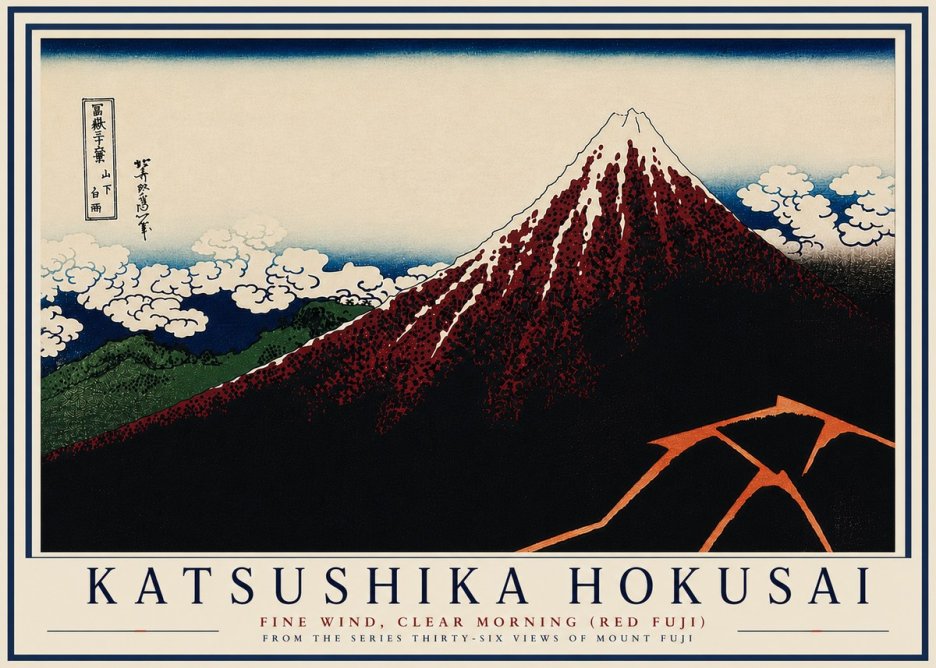 Katsushika Hokusai Fine Wind, Clear Morning (Red Fuji) II No7 - Poszter