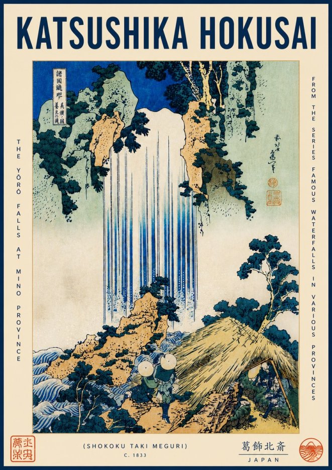Katsushika Hokusai The Yōrō Falls at Mino Province No4 - Poszter