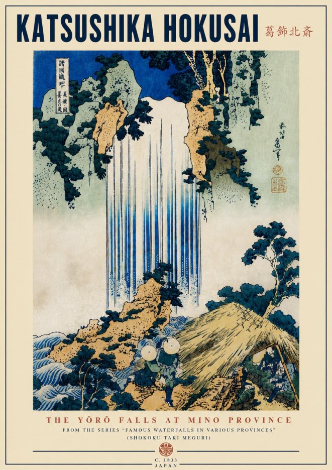Katsushika Hokusai The Yōrō Falls at Mino Province No7 - Poszter