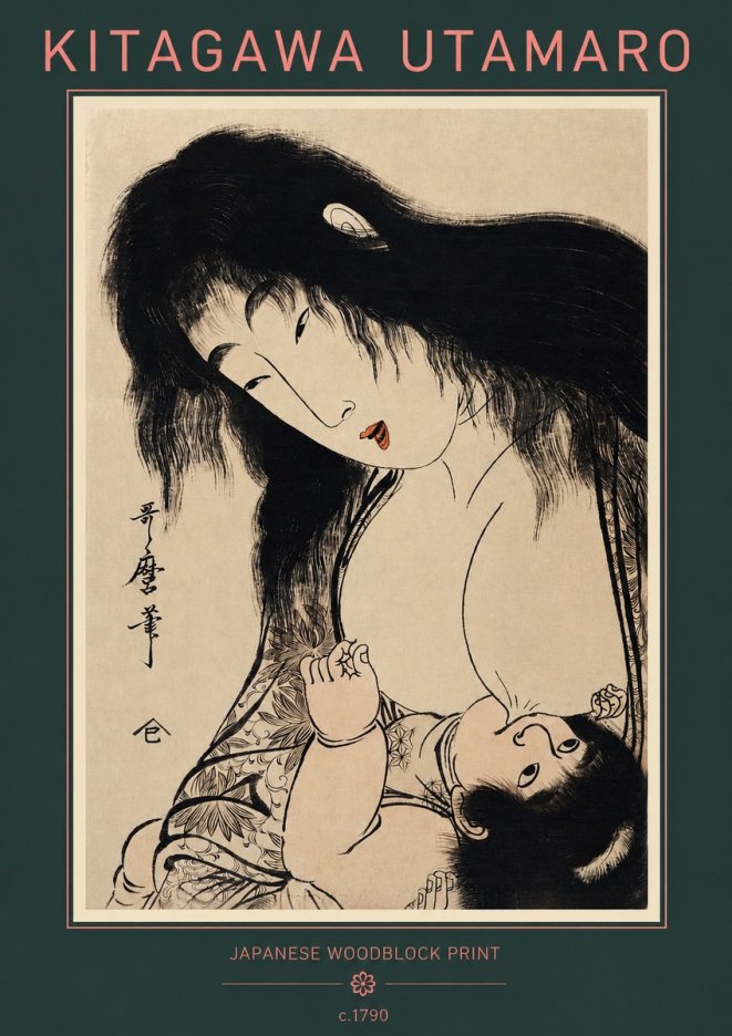 Kitagawa Utamaro Mother Nursing Her Child No2 - Poszter