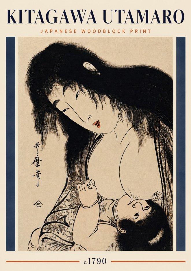 Kitagawa Utamaro Mother Nursing Her Child No3 - Poszter