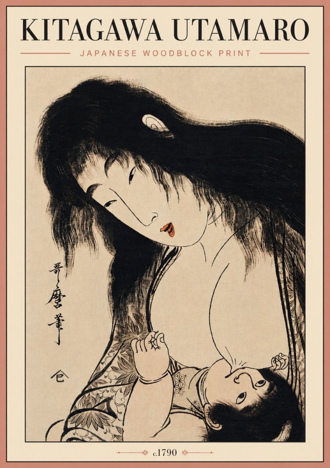 Kitagawa Utamaro Mother Nursing Her Child No4 - Poszter