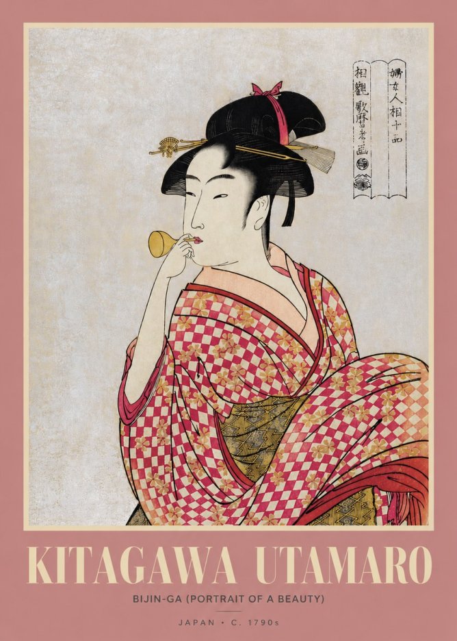 Kitagawa Utamaro Bijin-ga (Portrait of a Beauty) No2 - Poszter