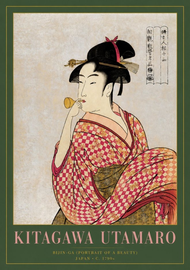 Kitagawa Utamaro Bijin-ga (Portrait of a Beauty) No3 - Poszter