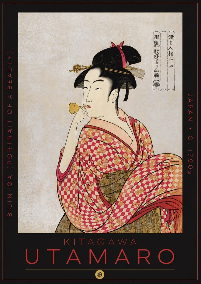 Kitagawa Utamaro Bijin-ga (Portrait of a Beauty) No6 - Poszter