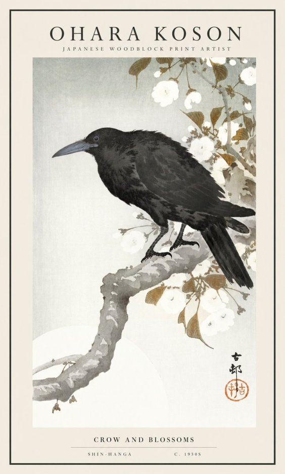 Ohara Koson Crow and Blossoms I No1 - Poszter