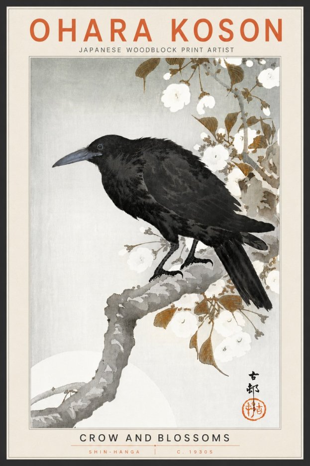 Ohara Koson Crow and Blossoms I No4 - Poszter