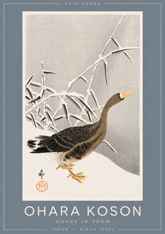 Ohara Koson Goose in Snow No2 - Poszter