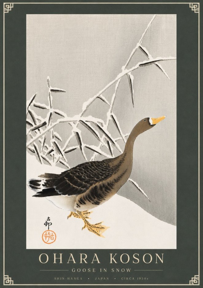 Ohara Koson Goose in Snow No4 - Poszter