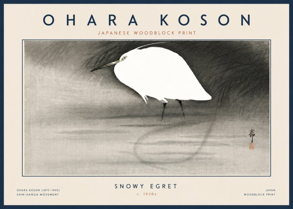 Ohara Koson Snowy Egret No6 - Poszter