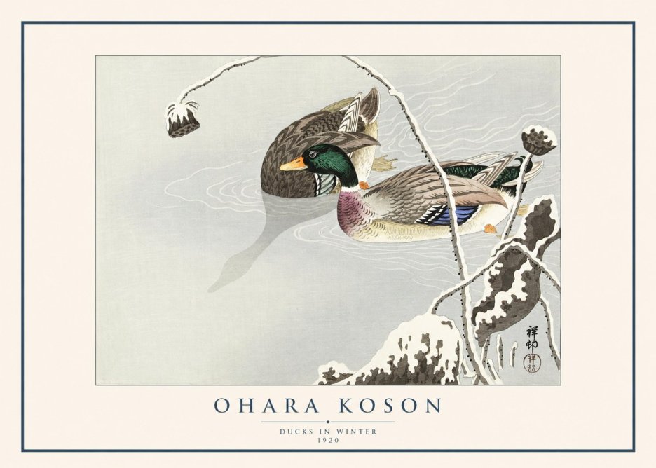 Ohara Koson Ducks in Winter No1 - Poszter