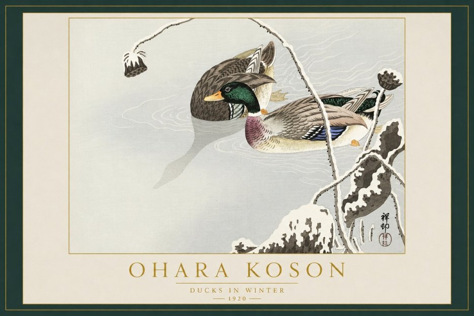 Ohara Koson Ducks in Winter No2 - Poszter