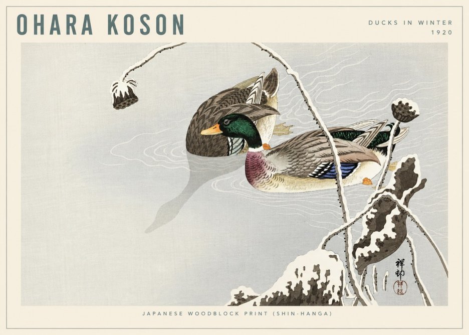 Ohara Koson Ducks in Winter No6 - Poszter