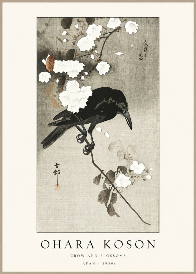 Ohara Koson Crow and Blossoms II No1 - Poszter