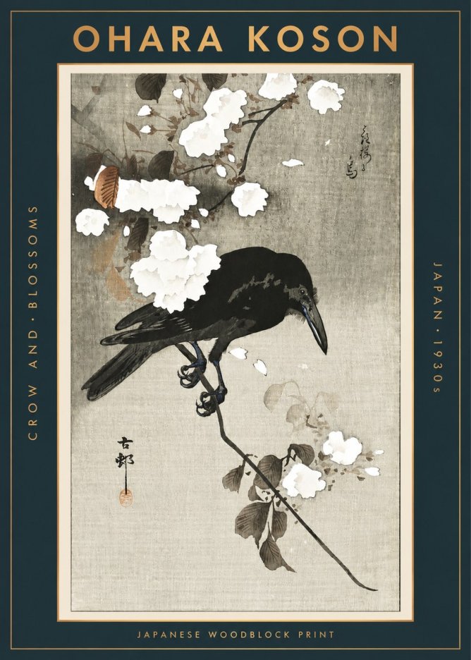 Ohara Koson Crow and Blossoms II No2 - Poszter