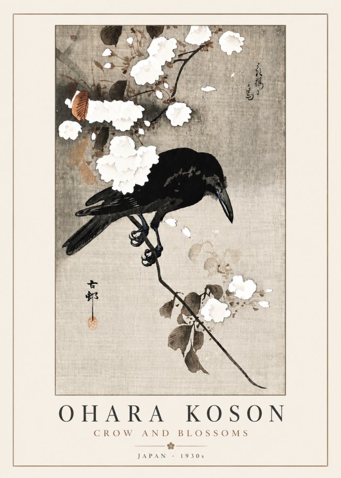 Ohara Koson Crow and Blossoms II No4 - Poszter