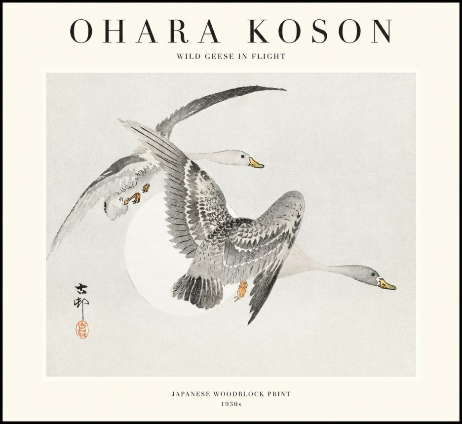 Ohara Koson Wild Geese in Flight I No1 - Poszter
