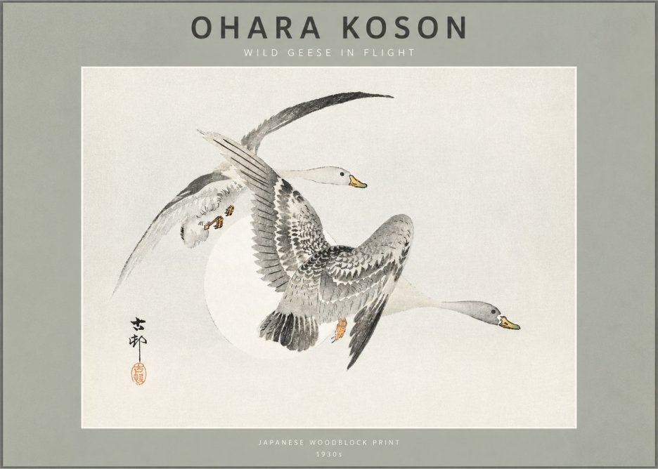 Ohara Koson Wild Geese in Flight I No2 - Poszter