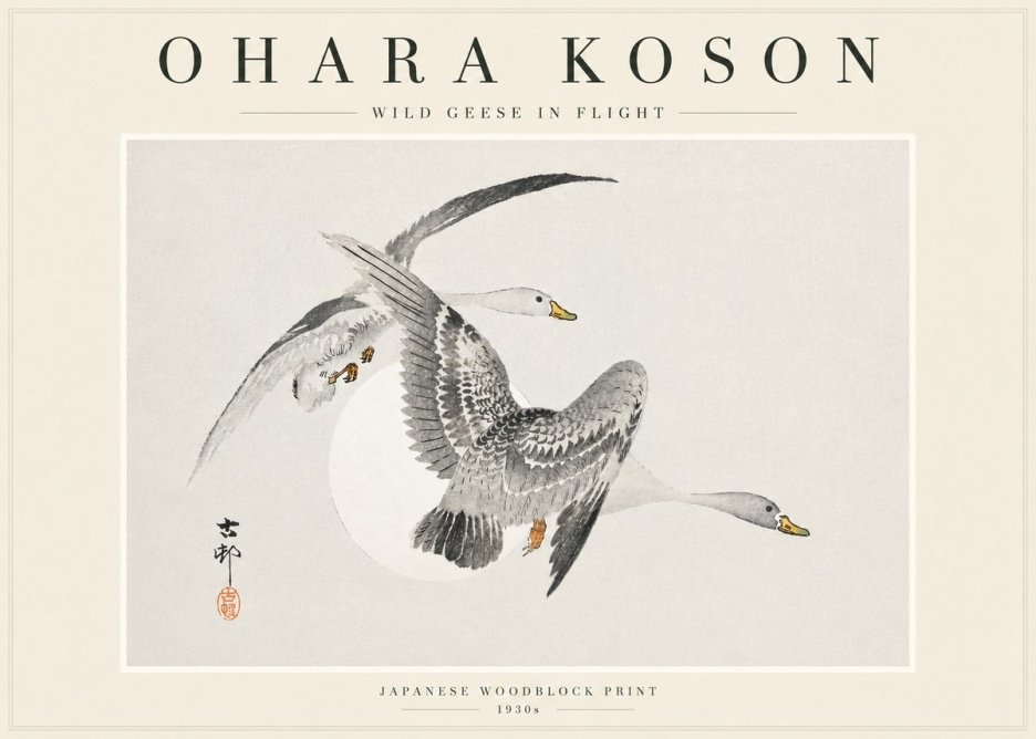 Ohara Koson Wild Geese in Flight I No3 - Poszter