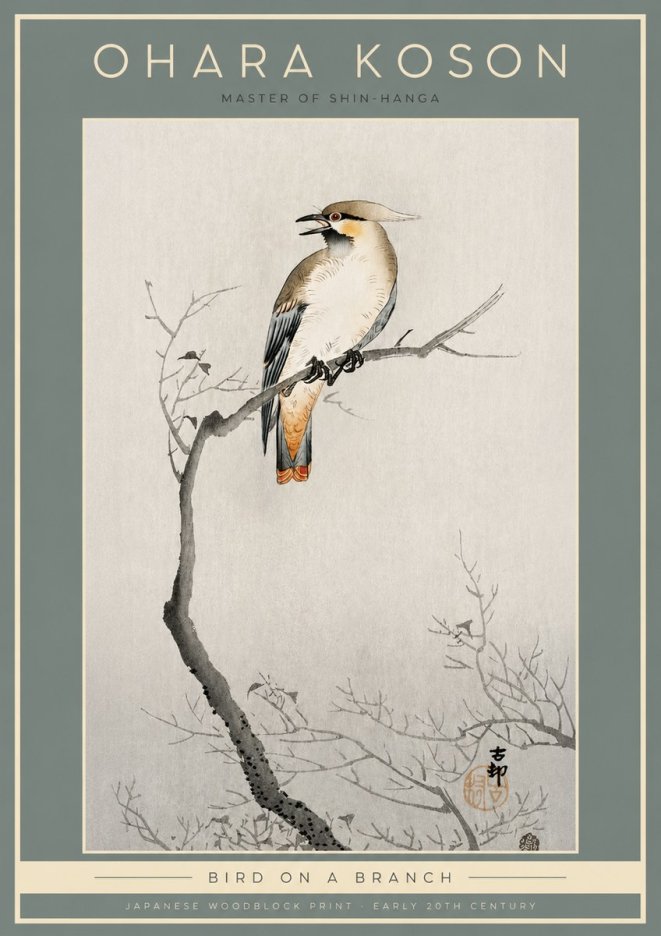 Ohara Koson Bird on a Branch I No2 - Poszter