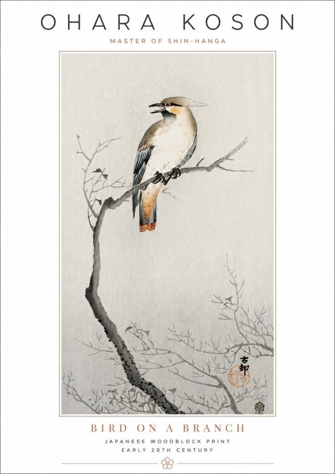 Ohara Koson Bird on a Branch I No3 - Poszter