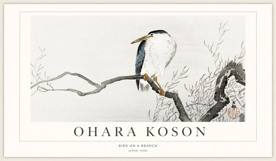 Ohara Koson Bird on a Branch II No1 - Poszter