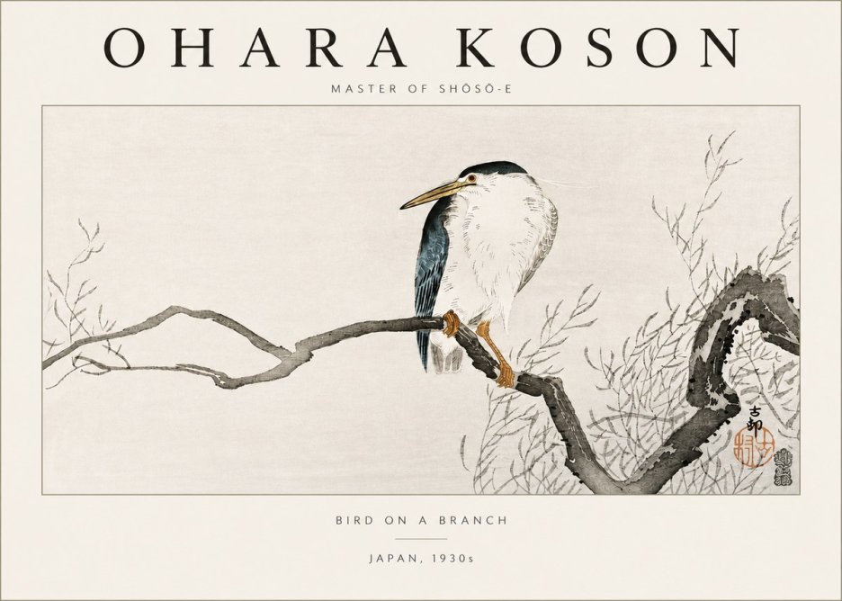 Ohara Koson Bird on a Branch II No3 - Poszter