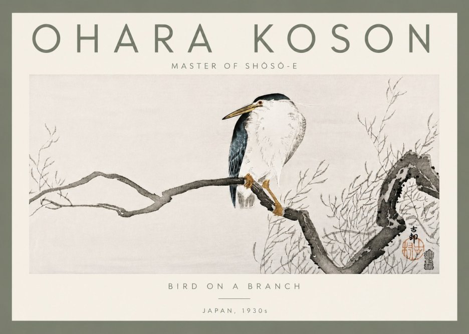 Ohara Koson Bird on a Branch II No5 - Poszter