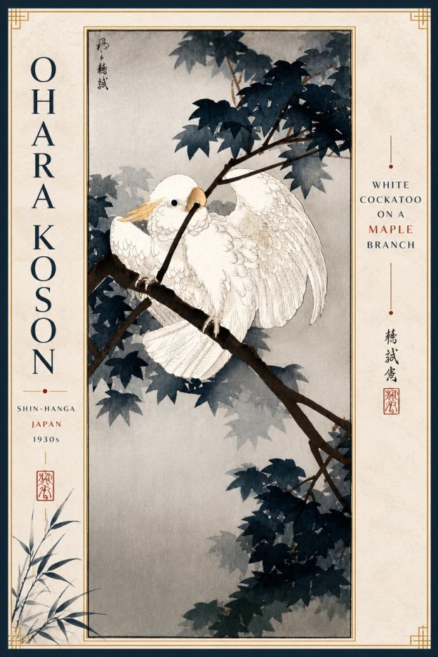 Ohara Koson White Cockatoo on a Maple Branch No4 - Poszter