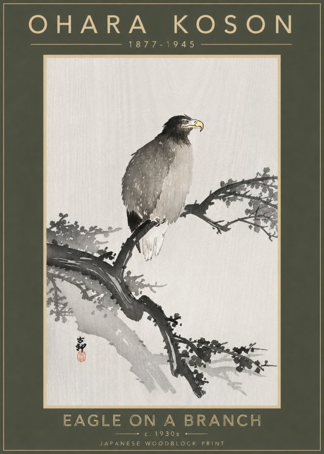 Ohara Koson Eagle on a Branch I No4 - Poszter