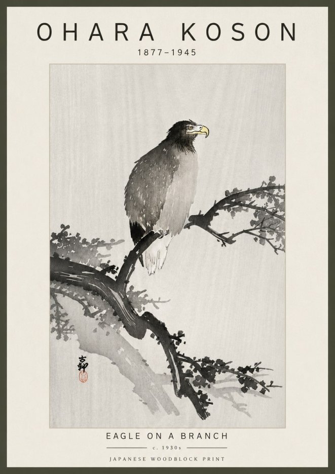 Ohara Koson Eagle on a Branch I No6 - Poszter