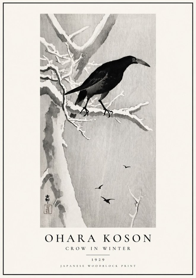 Ohara Koson Crow in Winter I No1 - Poszter