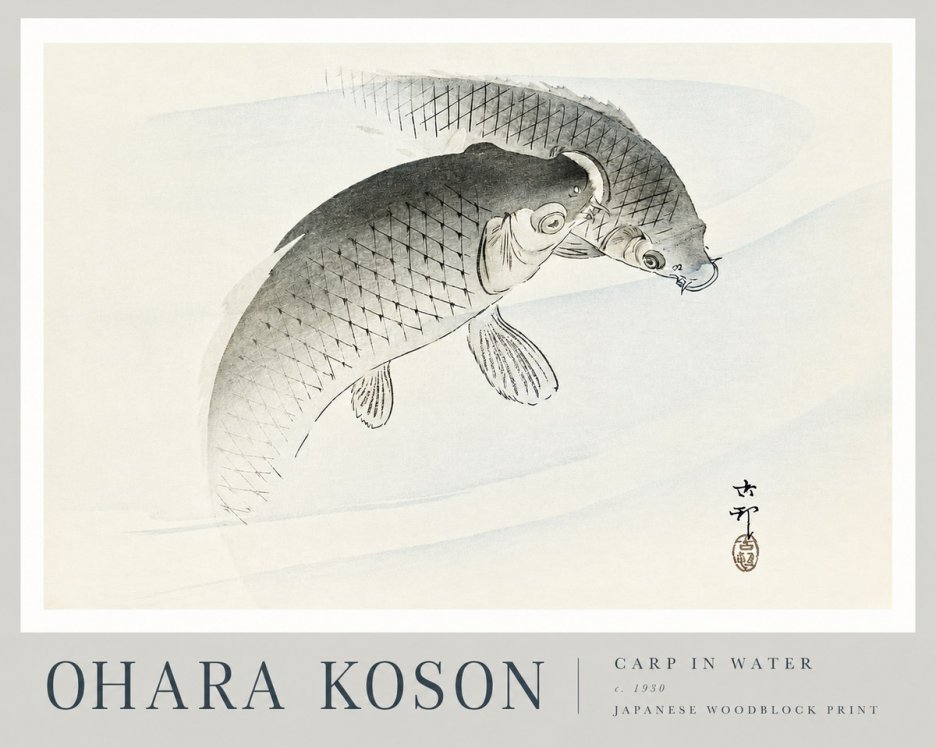 Ohara Koson Carp in Water No3 - Poszter