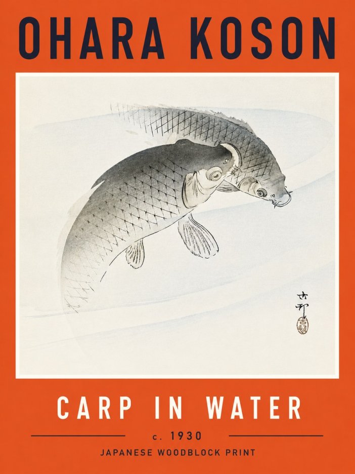 Ohara Koson Carp in Water No6 - Poszter