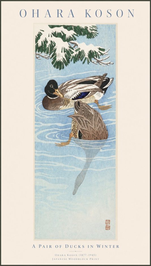 Ohara Koson A Pair of Ducks in Winter No1 - Poszter