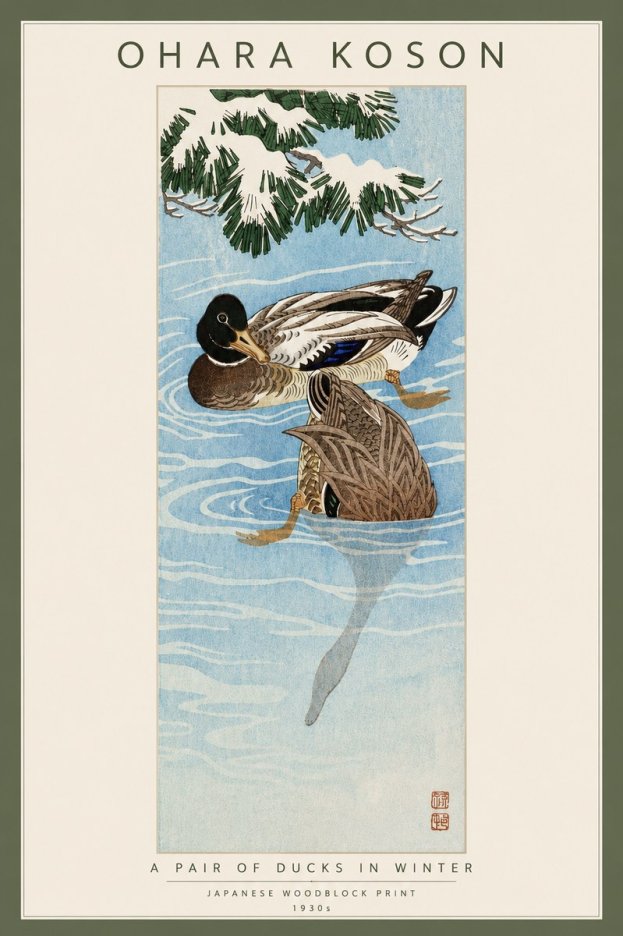 Ohara Koson A Pair of Ducks in Winter No3 - Poszter