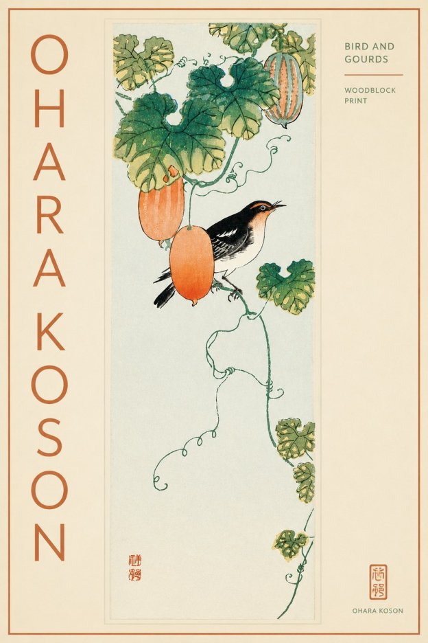Ohara Koson Bird and Gourds No3 - Poszter