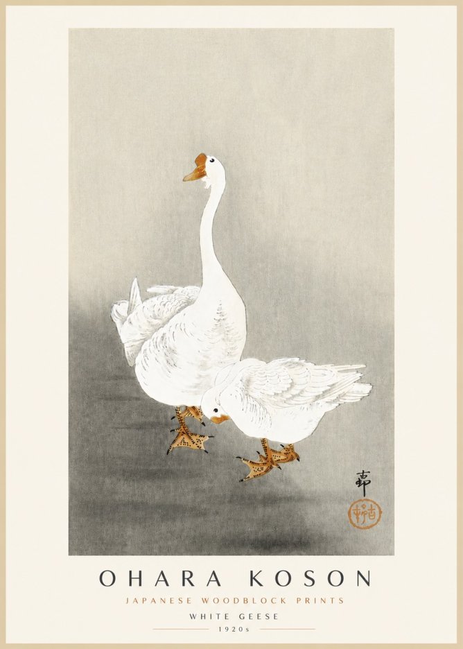 Ohara Koson White Geese No3 - Poszter
