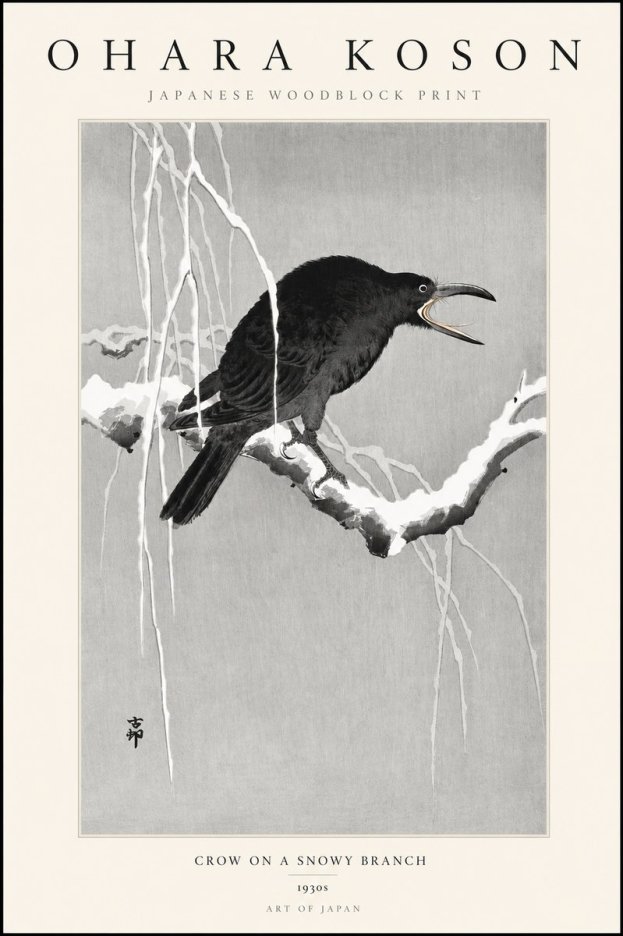 Ohara Koson Crow on a Snowy Branch II No3 - Poszter