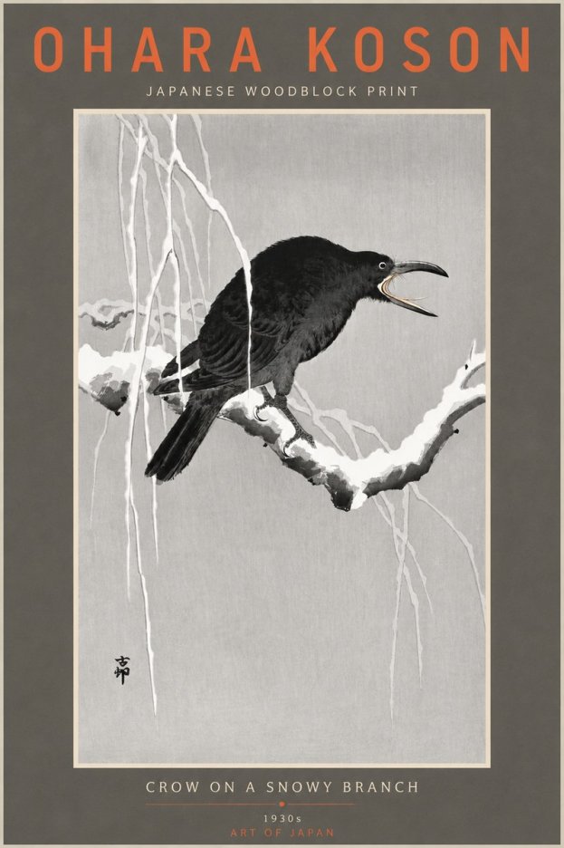 Ohara Koson Crow on a Snowy Branch II No4 - Poszter