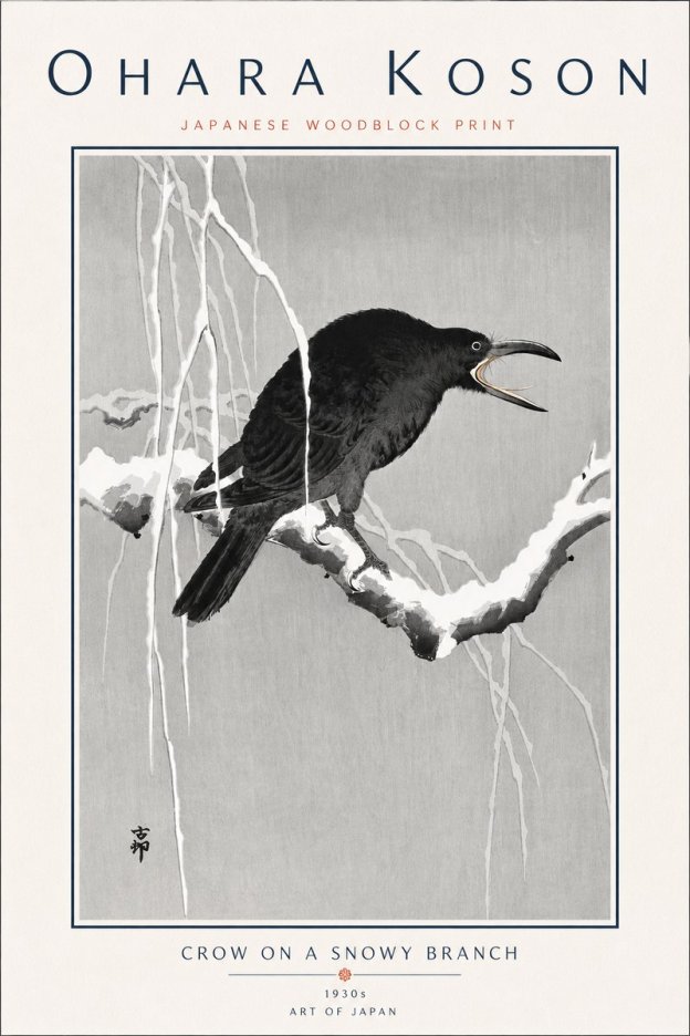 Ohara Koson Crow on a Snowy Branch II No6 - Poszter