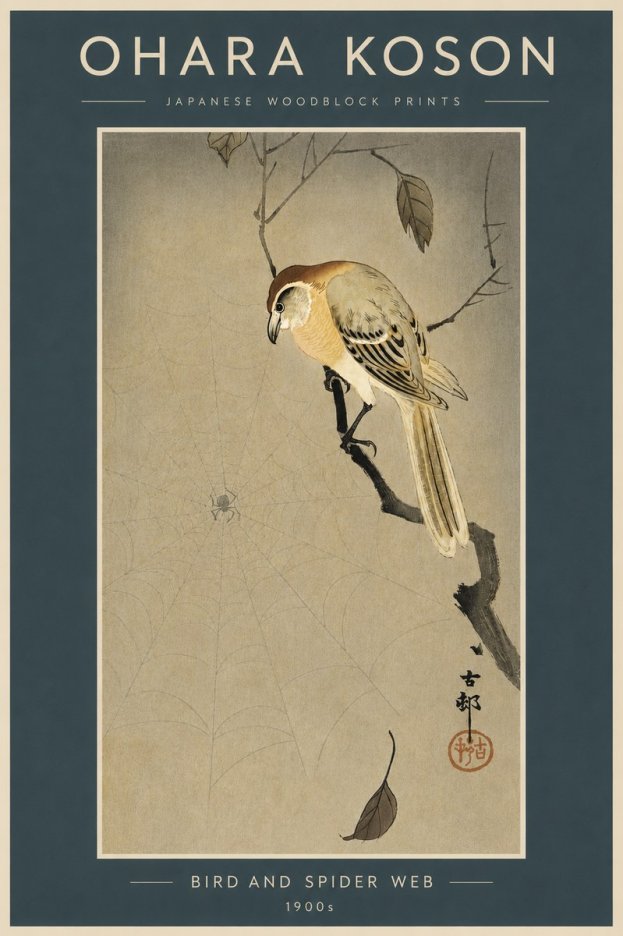 Ohara Koson Bird and Spider Web I No4 - Poszter