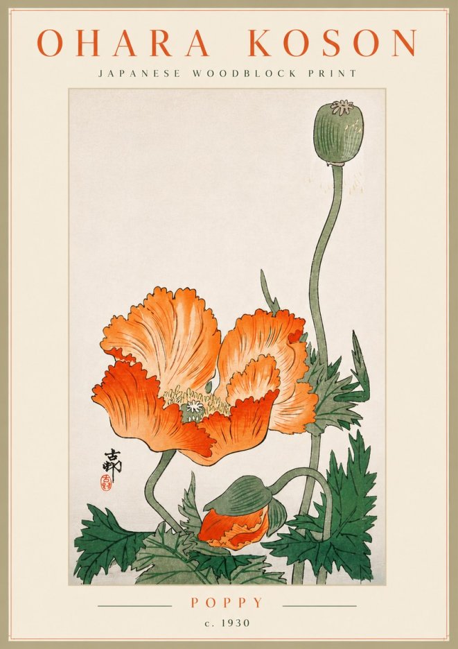 Ohara Koson Poppy No6 - Poszter