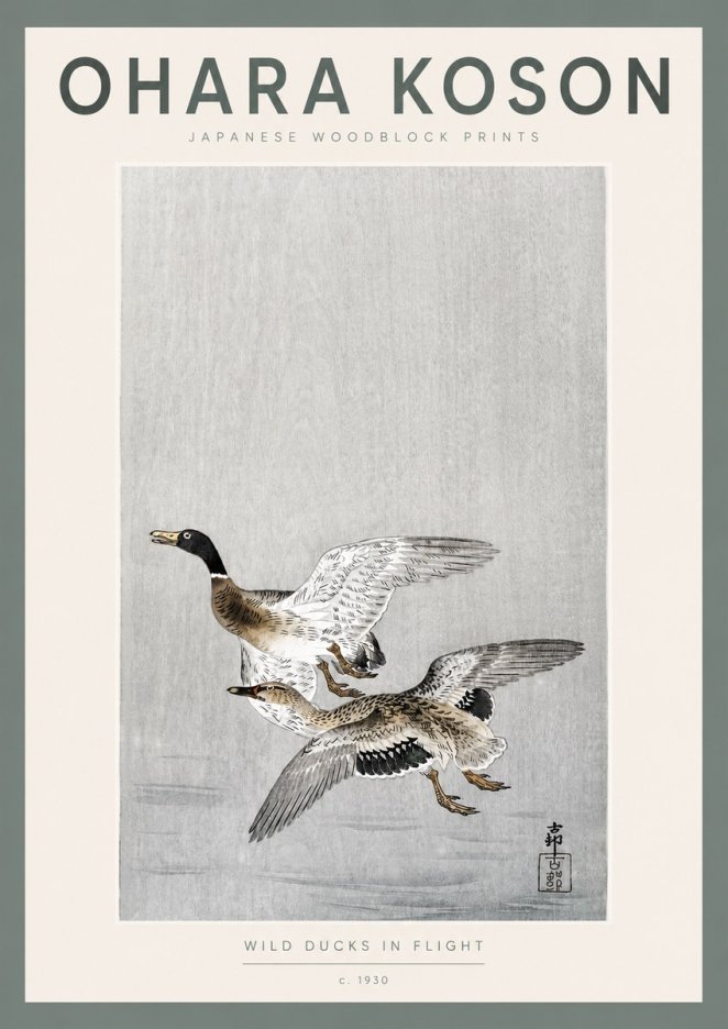 Ohara Koson Wild Ducks in Flight No2 - Poszter