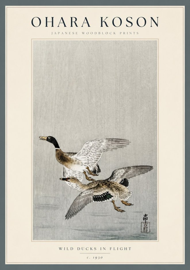 Ohara Koson Wild Ducks in Flight No3 - Poszter