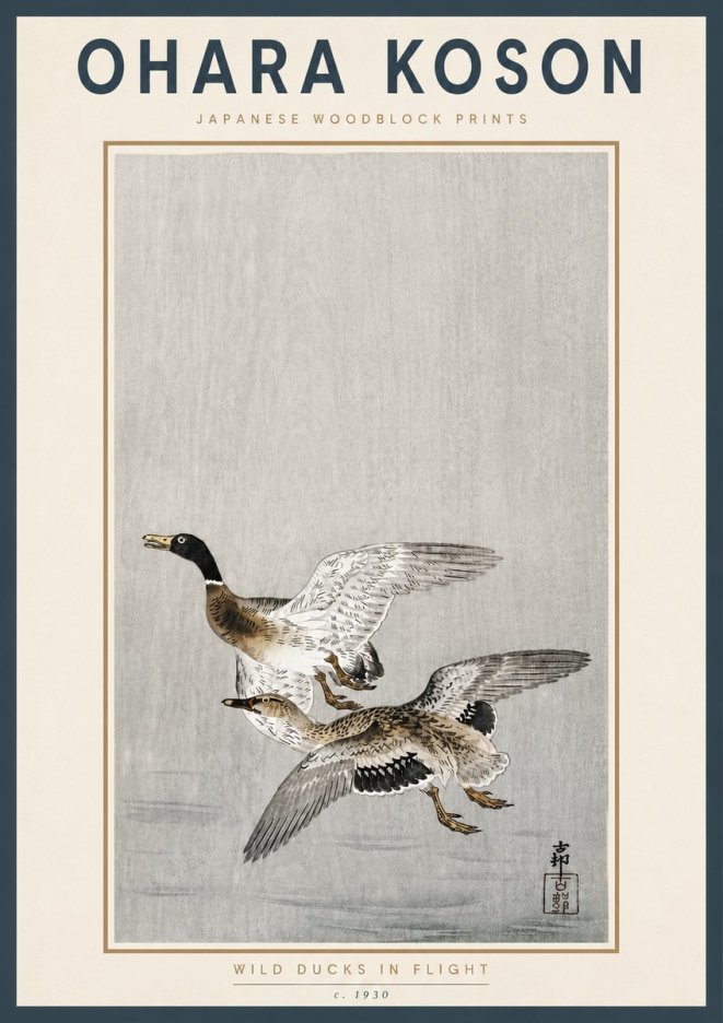 Ohara Koson Wild Ducks in Flight No4 - Poszter