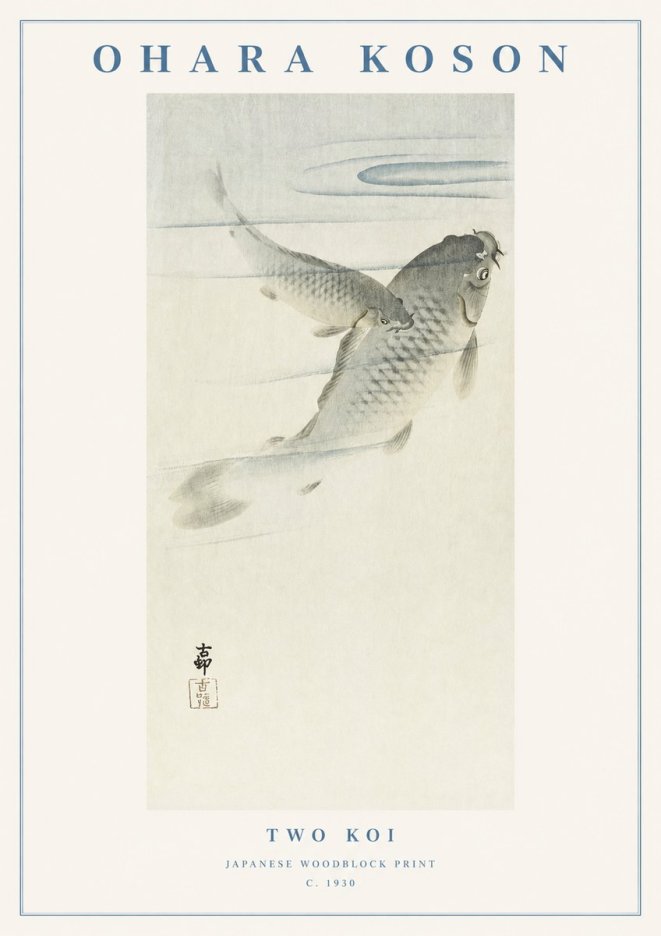 Ohara Koson Two Koi I No1 - Poszter