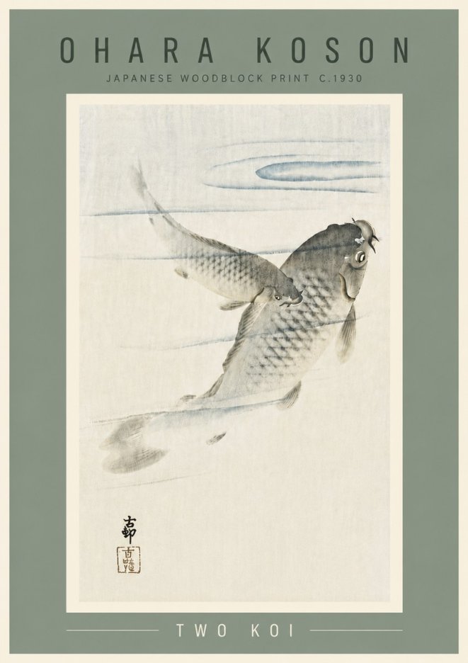 Ohara Koson Two Koi I No6 - Poszter
