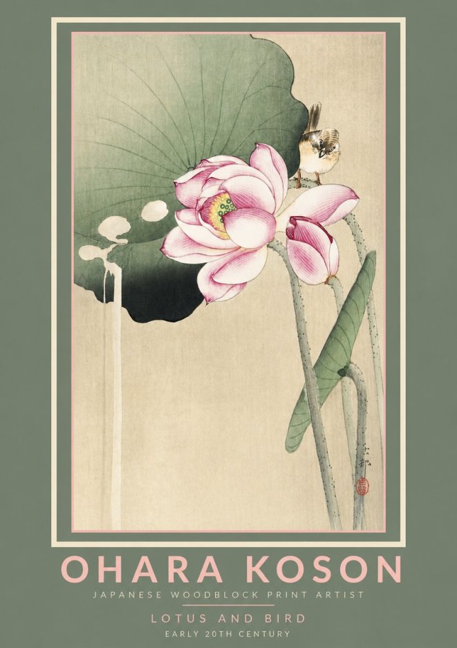 Ohara Koson Lotus and Bird No2 - Poszter