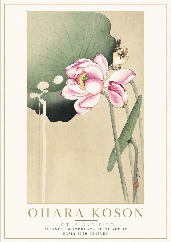Ohara Koson Lotus and Bird No5 - Poszter